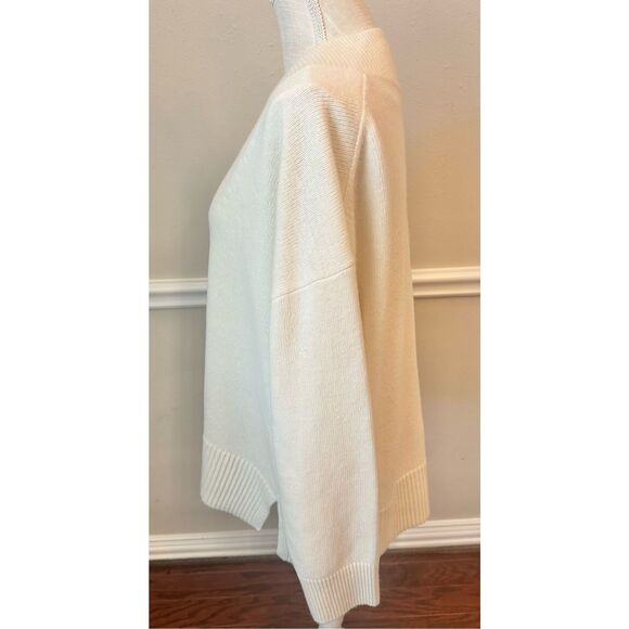 REISS SEREN OVERSIZED WOOL CASHMERE V-NECK JUMPER IN IVORY SIZE LARGE - Picture 7 of 11